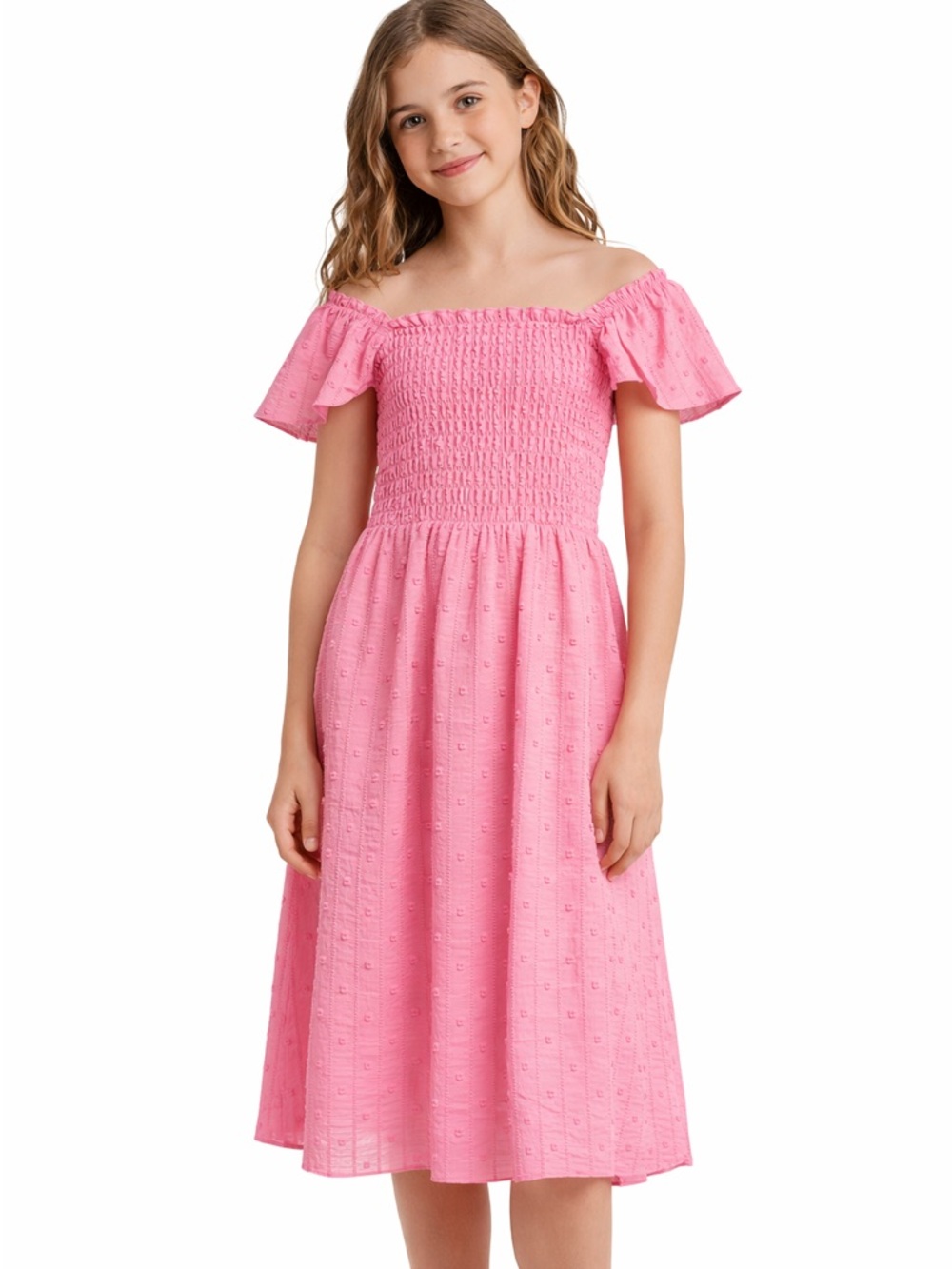 Iris & Ivy • NWT Pink Off-Shoulder Kids Dress